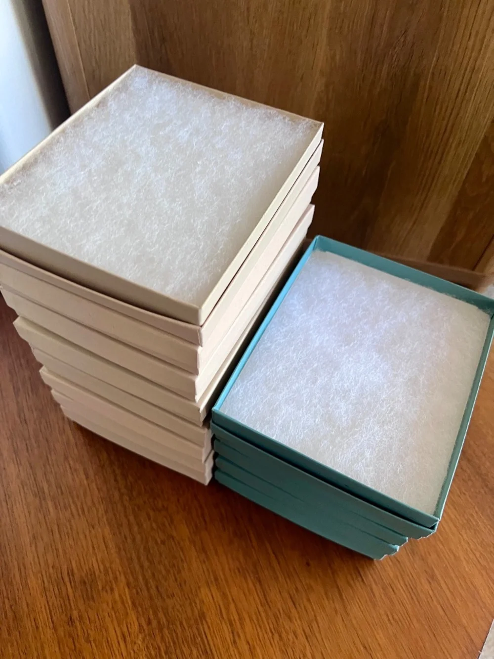 Qty 13 Brown & Aqua Cotton-Filled Jewelry Gift Boxes 5